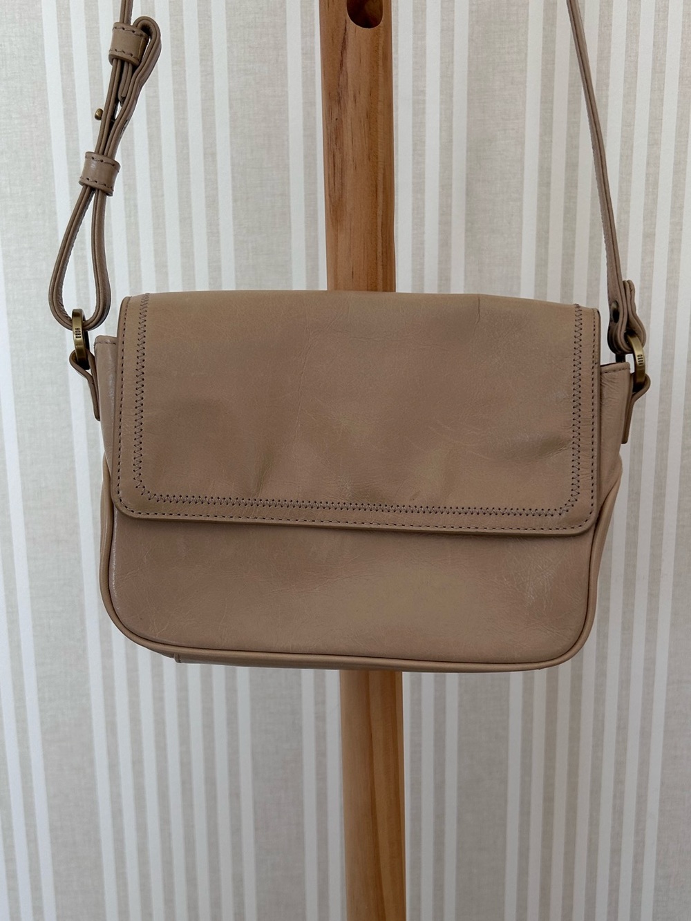 Hobo Crossbody Parchment Beige Genuine Leather Bag $258 MSRP